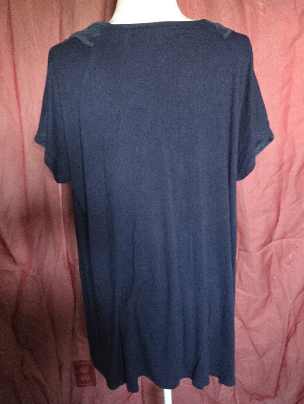 Roaman's Navy Embroidered Scoop Neck Short-Sleeve Top - Picture 3 of 6